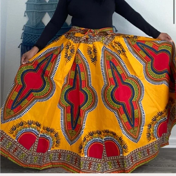 SB FASHION Dashiki African Ethnic Print Cotton Elastic Waist Self Tie Maxi M-O/S - Picture 11 of 16